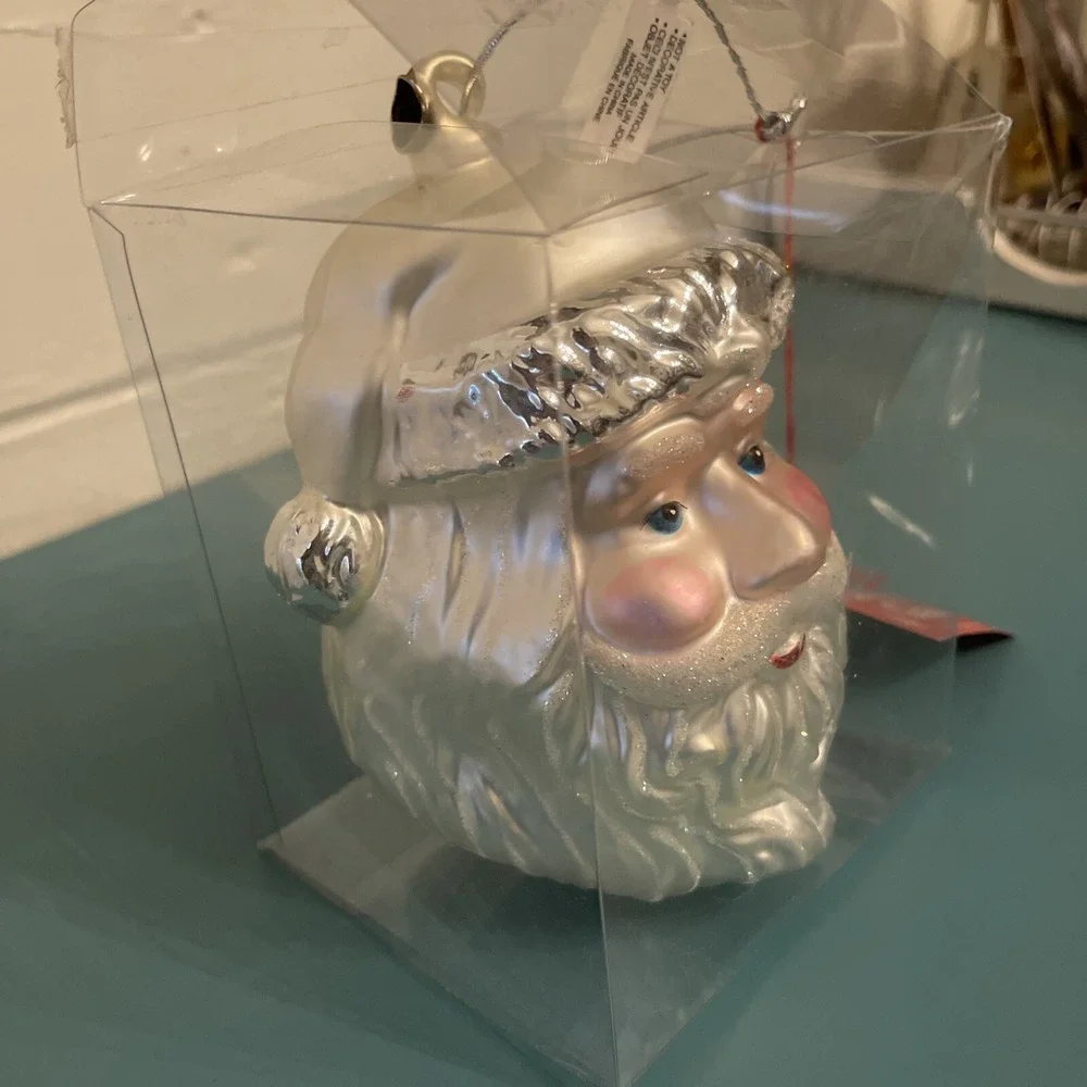 Dept 56 Mercury Glass Oversized Santa‎ Ornament Rare Holiday Christmas